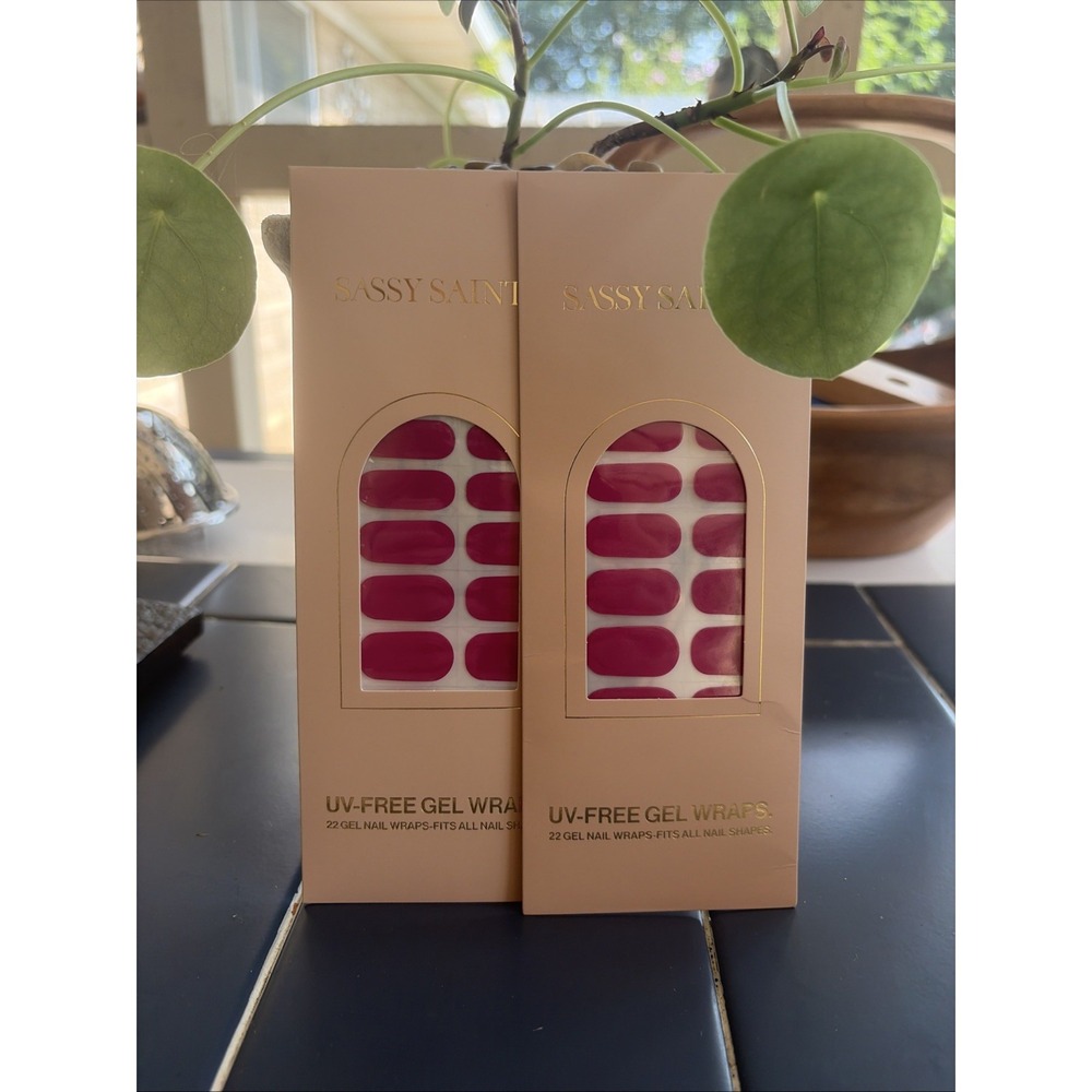 Sassy Saints UV Free Gel Nail Wraps - NEW Set of 2 Berry Confident (D2)